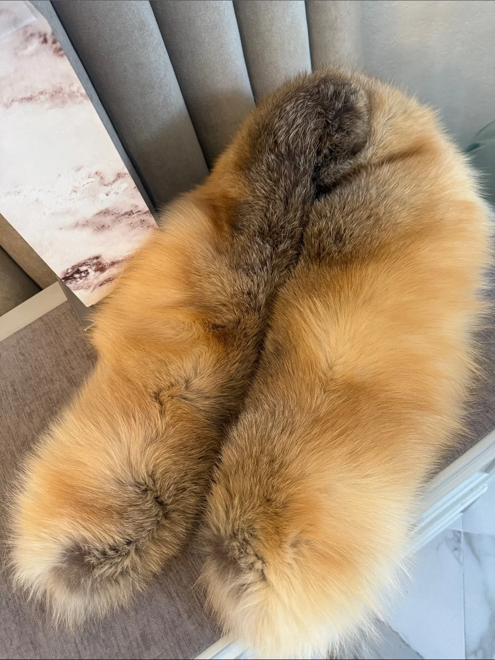 Saga red Fox fur thick wrap collar